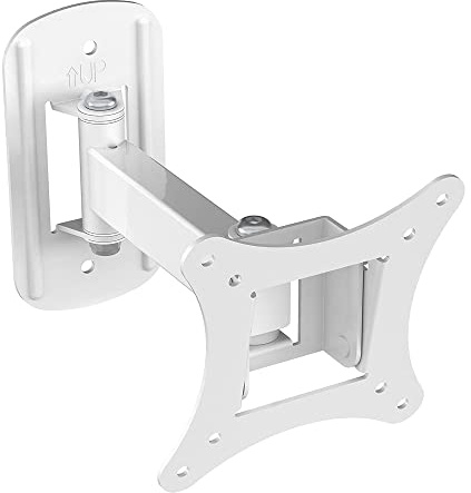 MAHARA Multi-position TV Wall Mount - White Single Arm TV Bracket with Tilt & Turn. Suitable for 13-27 Screens. VESA Compatible, Max 10Kg