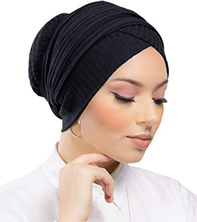 Hijab Turban für muslimische Frauen, genäht, Netzstoff, Schwarz , One size