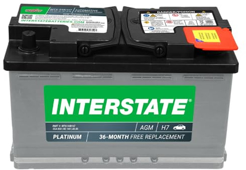 Interstate Batteries Automotive Battery 12V 80Ah (Group Size H7, 94R) 850CCA SLI AGM Automobile Replacement Battery for Cars, SUVs, Sedans, Trucks (MTX-94R/H7)