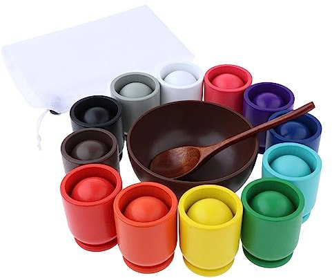 MagiDeal Bälle in Tassen Regenbogen Bälle Montessori-Spielzeug, Vorschul-Lernspielzeug, Training des Logischen Denkens, Farbklassifizierung, Baby-Lernspielzeug, 12 Farben