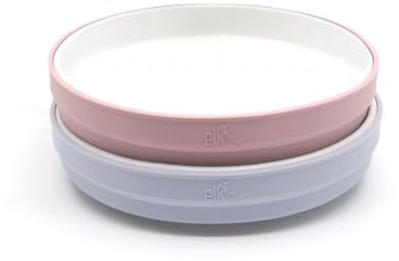 Elk and Friends Kids 7.8” Porcelain White Plates with Silicone Sleeves | Suitable for Babies/Toddlers | Microwave & Dishwasher Safe | Non Slip Dinnerware | Snack Dishes | 2 Pack