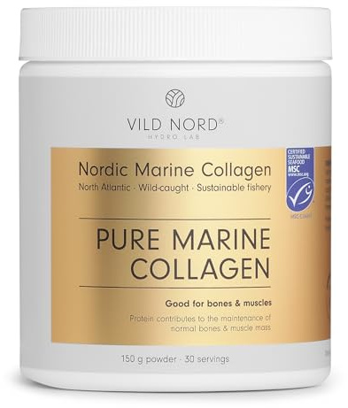 VILD NORD Pure Marine Collagen - Collagene Marino Idrolizzato in Polvere - Senza Aromi - Un Solo Ingrediente - 95% Proteine - Integratore Donna - Pelle, Capelli & Unghie