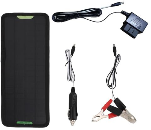Caricabatteria solare per auto, facile installazione, impermeabile, kit di ricarica per batteria da 12 V, manutenzione solare da 5 W, per auto, moto, camion, rimorchi, trattori,