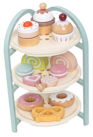 predolo Set de té de Madera con Magdalenas y Pasteles para niños a Partir de 3 años