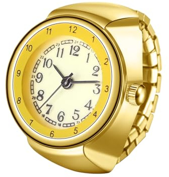 Avaner Ringuhr Damen Herren Edelstahl: Moderne Fingeruhr mit Elastischem Edelstahlband Arabischen Zahlen Analog Quarzuhr Perfekt für Arbeit Freizeit Zuhause