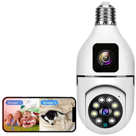 4MP Glödlampa Wifi-kamera inomhus Dubbla lins trådlöst ljus IP-kamera 2-vägs ljud Autospårning AI Humanoid Detektion PTZ-säkerhetskamera(4MP Add 32GB Card)