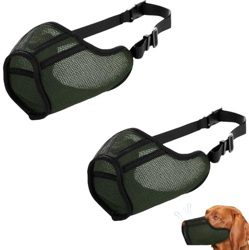 Muselière pour Chiens,2pièces Réglable Semi-fermée Museliere pour Chiens Petit Respirant Anti-Morsure,Engrener Muselière Chien Petite Taille pour Les Chien Taille Grande,Moyenne