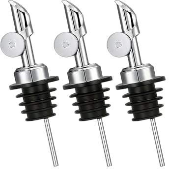 CQZYSM 3 Pièces Bec Verseur Huile d'Olive en Acier Inoxydable avec Fermeture Automatique, Bouchon Verseur Huile d'Olive Anti-Goutte, Bouteille Huile Olive Bec Verseurs, pour Cuisine, Bar, Restaurant