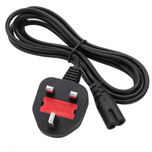 Hyleon Figure 8 Power Lead 3M, 2 Pin Kettle Lead Power Cable Compatible | with LG, Samsung TV, PS5, PS4, Monitor, Printer, C7 AC Power Cord UK Plug Replacement