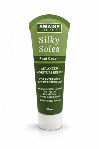 Silky Soles Premium Foot Care Cream - 2 in 1 Tea Tree Oil Formula Naturally Kils Germs, Anti Fungal, Antiseptic for Extremely Dry Cracked Heels, Foot Odour, Itch Relief 80ml (1)