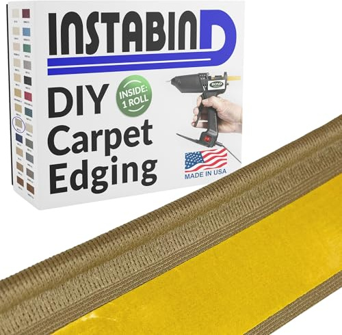 Instabind Regular Carpet Binding (Beige) | Do-It-Yourself Glue On Rug Edging for Indoor, Durable & Easy Carpet Binding Tape To Finish Edge, USA Made Flooring Products