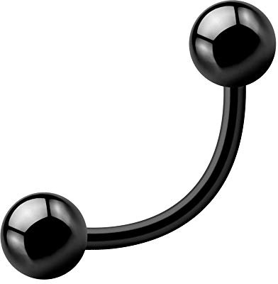 Treuheld® | 1,6 mm PIERCING BANANE Schwarz - 10 Größen - 316L Chirurgenstahl - Bauchnabelpiercing, Augenbraue, Helix, Septum, Tragus, Lippe, Nippel, Ohr, Nase - CURVED BARBELL - KUGELN zum Schrauben