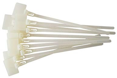 netproshop 100 x Kabelmarkierer lösbar, 3,6x114mm, mit Beschriftungsfeld über d Kopf, Kabelbinder, natur, Polyamid 6.6