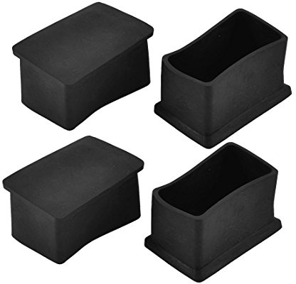 sourcing map Rubber Rectangle Chair Leg Caps End Pad Feet Cover Furniture Slider Floor Protector 50mm x 30mm 4pcs Black, Reduce Noise Prevent Scratch