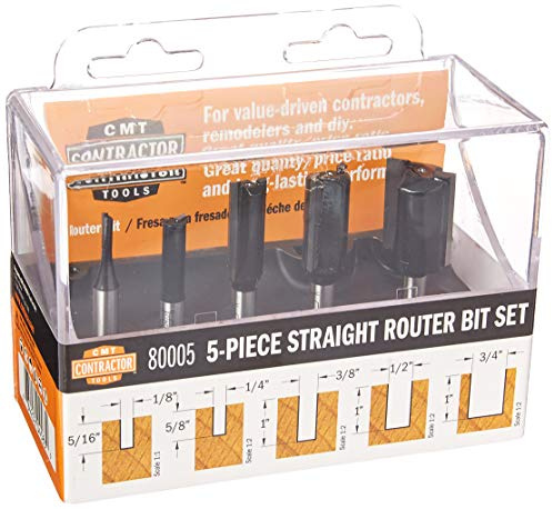 CMT 5-pc Z2 S D = 1/8 _ 1/4 _ 3/8 _ 1/2 _ 3/4 80005 5 pezzo dritto router bit set 1/10,2 cm Shank