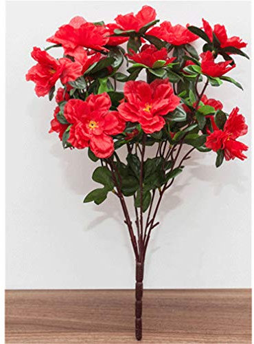 Baisheng Künstliche Blumen Rhododendron simsii Planch Weihnachten Braut Hochzeit Blumenstrauß für Haus Gartenparty Blumenschmuck(6 Bündel-Groß Rot)