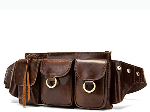 Xieben Vintage Leder Gürteltasche für Herren Outdoor-Reise Geldbörse mit Telefon Messenger Schulter Sling Brusttasche Braun