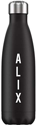 Borraccia isotermica personalizzabile Mabouteille® colore Nero - Borraccia termica 750 ml a doppia parete con incisione laser per nome, soprannome, data, logo... [ Borraccia personalizzabile nome ]