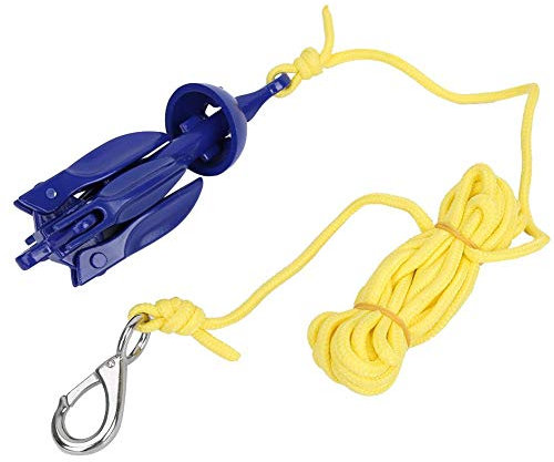 LetCart Bootsanker Faltanker, Klappanker Boot Anker Langlebiges Aluminium Aufblasbares Boot Kanu Kajak Anker Seil Schnalle Kit Zubehör Für Kanu Kajak Kleines Boot Schlauchboot