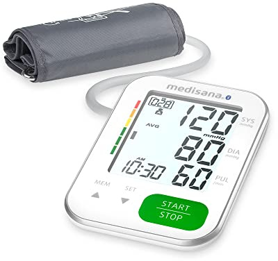 medisana BU 570 connect Tensiomètre à bras, mesure de pression et du pouls avec fonction mémoire et app Bluetooth, échelle de feux tricolores, fonction indication de rythme cardiaque irrégulier