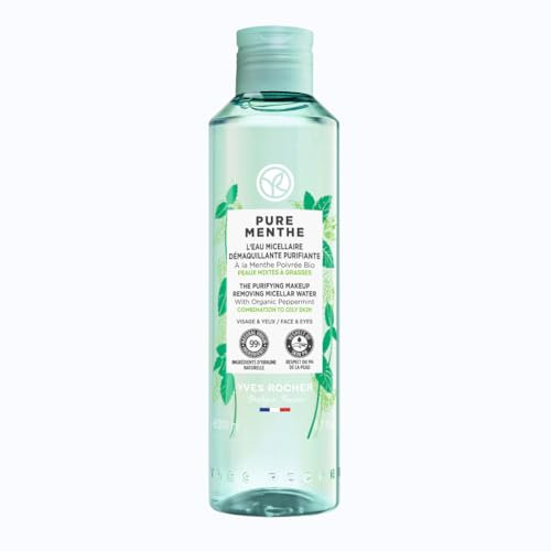 Yves Rocher Pure Menthe Micellar Water Face Water with Organic Peppermint for Gentle Cleansing 200 ml