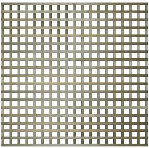 Premier Flat 6x6ft (W: 6ft x H: 6ft) Frameless Rough-Sawn Square Trellis Pressure-Treated Garden Panel with 60-70mm Privacy Squares Fence Topper/Wall Art Width 1828mm x Height: 1800mm
