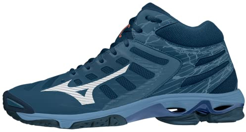 Mizuno Wave Voltage Mid, Zapatillas de Voleibol Unisex Adulto, DarkDenim/White/BlueJasper, 44.5 EU