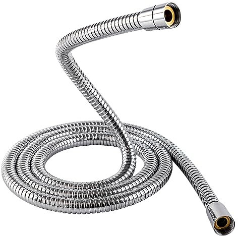 Hibbent 16mm (Outer)/10mm(Inner) Large Bore Shower Hose 1.5m(59) -Supper Low Water Pressure Boosting Shower Hoses with Chrome, Universal Anti-Kink and Leak-Proof (1.5M)