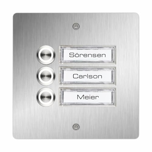 Unterputz-Türklingel eckig 130x130mm – Für 1-4 Wohneinheiten mit UP-Kasten – Erhältlich in 5 Farbtönen (Edelstahl, Anthrazit RAL 7016, Weiß RAL 9016, Schwarz RAL 9005, DB 703)