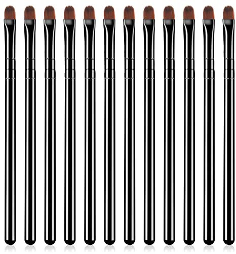12 pezzi Pennello per labbra Pennello per trucco piccolo Pennello piatto per correttore Pennello per sopracciglia in fibra sintetica Pennello per fondotinta per sfumare Eye Shadow Liner
