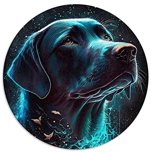 1000 Teile Puzzle Labrador Retriever Hund Runde Puzzles, für Erwachsene und Kinder, Kartonpuzzles Puzzle - Herausforderndes Spiel (Größe 67,5 x 67,5 cm)