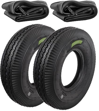 ECOVELO 2 pneus 4.00-8 + chambres pneumatiques renforcées 6 PR pour roues chariot annexe remorque bateau SY S040