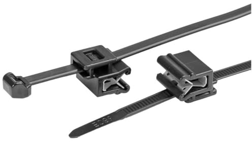 HellermannTyton 156-03219 T50ROSEC5A-PA66W-BK (100) Kabelbinder mit Clip, 200 mm, 4,6 mm, Schwarz, 100 Stück