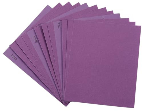 Papel de lija, 10 unidades, papel de lija de grano 240, hojas de papel de lija en seco húmedo de 9 x 11 pulgadas, papel de lija blanco fusionado de alúmina fina, para acabado de muebles de madera,