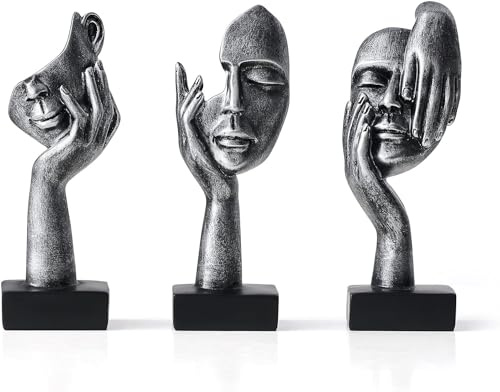 Marimor skulpturen deko 3r, Statue deko, skulptur Wohnzimmer, statuen für Wohnzimmer, deko skulptur modern (Silber B)