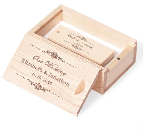 Clé USB Personnalisée Coffret Cadeau en Bois Massif Clé USB Flash Drive 3.0 Idée Cadeau pour Mariages, Anniversaires, remises de diplômes (Lace, 16.0, GB)
