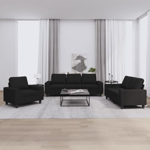 Chaduof 3-TLG. Sofagarnitur Schwarz Stoff, Loungesofa, Sofas & Couches, Relaxsofa, Couch für Wohnzimmer, Couch Mit - 3201870