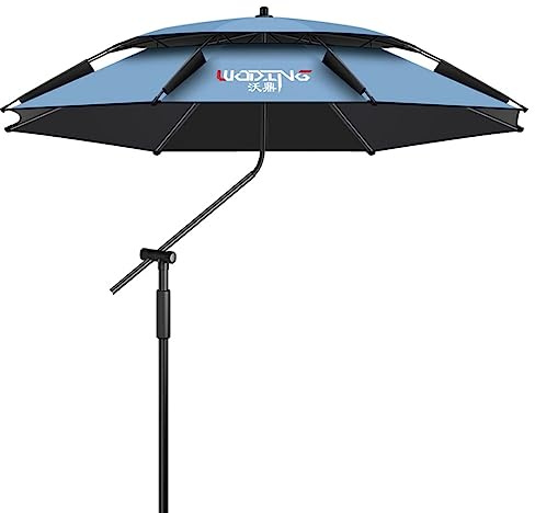 SKINCATE 260/240/220cm Großer Strandschirm, Sonnenschirm Angel Windfest UV-Schutz 50+, Angelschirm Neigbarer Mit Erdspieß, Sonnenschirm Für Reise/Camping/Wandern (Color : Blue, Size : 260cm/8.5ft)