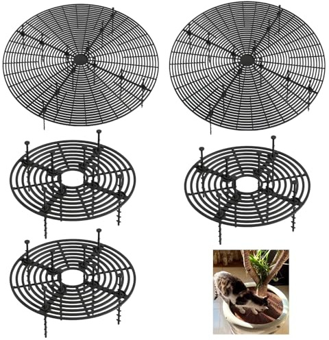 Wuyue Hua Blumentopf-Abdeckung, Pflanzenschutz von Tieren, 30 cm und 52,1 cm, mit Mittelausschnitt, Blumenabdeckung, Bodenschutz für Pflanzen (3 Stück 30 cm + 2 Stück 52 cm)