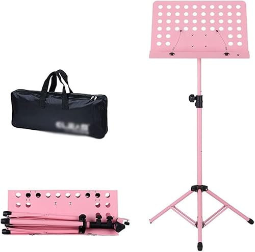 Soporte for partituras de doble uso, soporte for libros de escritorio, partitura portátil plegable ajustable con bolsa de mano, soporte for tableta y libro bíblico (Color : Pink, Size : 1.5m)