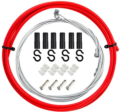 Freins de Vélo, CTRICALVER Kit de câbles de vélo Boîtier de Câble de Frein Vélo Universels, Câbles et Gaines de Frein de Vélo, Cable Frein pour VTT et vélo de route VTT (rouge)