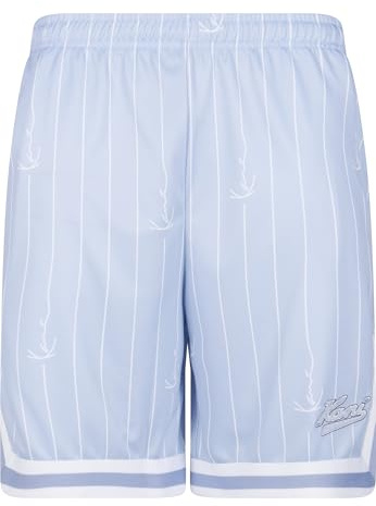 Karl Kani Herren KM242-012-3 Small Varsity Logo Pinstripe Mesh Shorts Light Blue/White, S