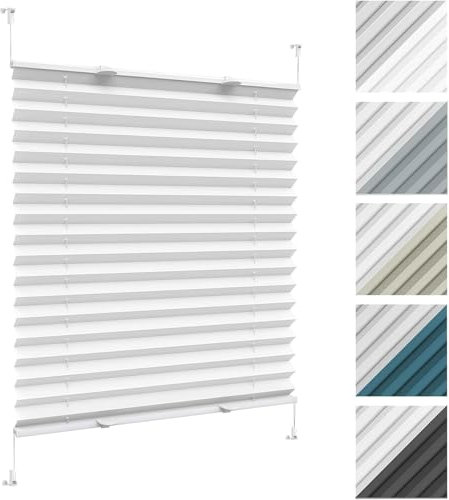 Plisseerollo Faltrollo Plissee Ohne Bohren 22 x 35 cm, Nach Maß Qualität Ohne Bohren, Plissees Rollo Easyfix Plisseerollo, Jalousie Easyfix Faltrollo, für Fenster & Tür, Weiß