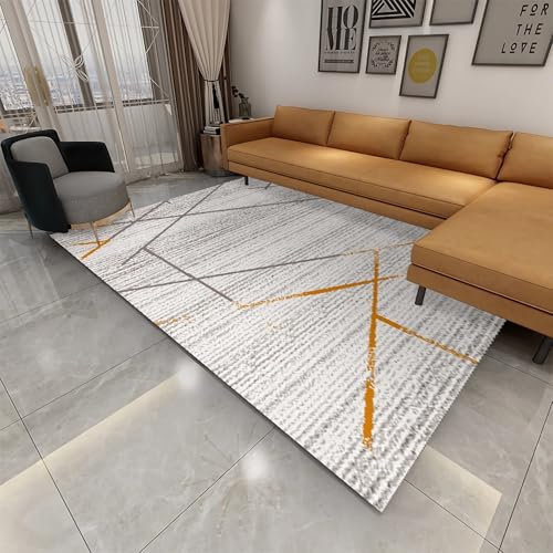 Umkleidekabine Waschbarer strapazierfähiger Teppich Grau Gelb Streifendesign,modernes Wohnzimmer Kitchen Rug,180x280cm