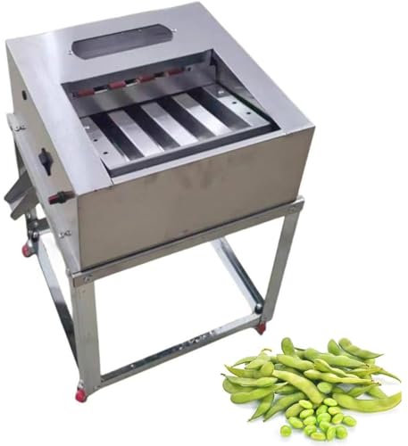 Hlixzoy Automatische Edamame-Schälmaschine, Elektrische Erbsenschälmaschine Aus Edelstahl, Einstellbarer Walzenabstand, Schäleffizienz 50 Kg/Stunde, Geeignet Für Erbsen