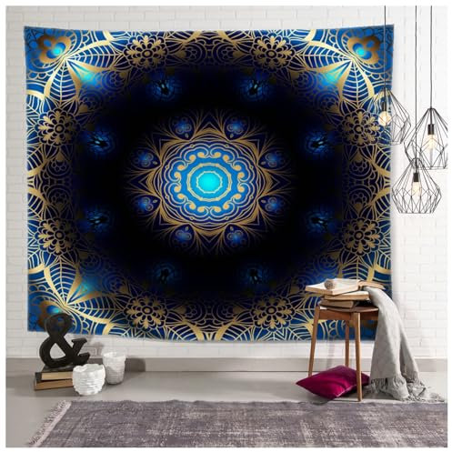 Wycian Wandvorhang Boho Wandtuch Quadratisch Mehrfarbig Mandala Blume Mikrofaser Wandteppich Aesthetic Upgrade Weich 200X150cm （Breite x Höhe）
