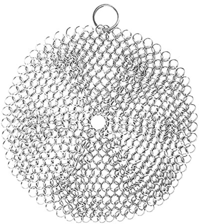 COLLBATH Schrubber aus Edelstahl Wäscher Stahlschwamm Wok-Reiniger Grillschrubber Gusseisen Reiniger Silver