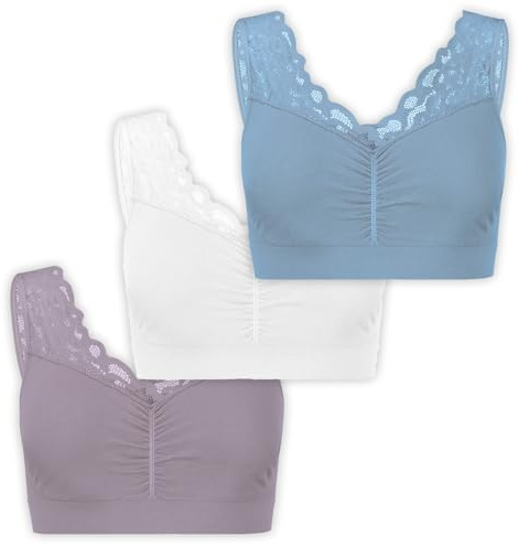 UnsichtBra Reggiseno bustier in pizzo da donna senza ferretto | Top bustier comfort con pizzo fine | Reggiseno morbido senza ferretto | Bustier per dormire e allattamento, L