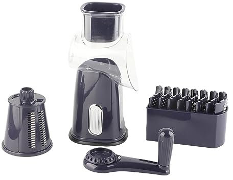 Baxnore Rallador giratorio de acero inoxidable, rallador de queso giratorio, rallador de verduras multifuncional, cortador de verduras tipo rodillo manual para frutas, patatas y