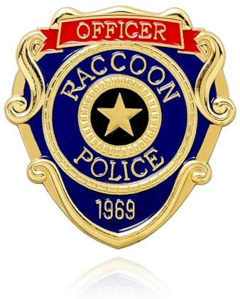 Police Badge Pin - Racoon City Metal Costume Brooch - Cosplay Cop Jewelry Accessory Souvenir Collection Gift for People Fans